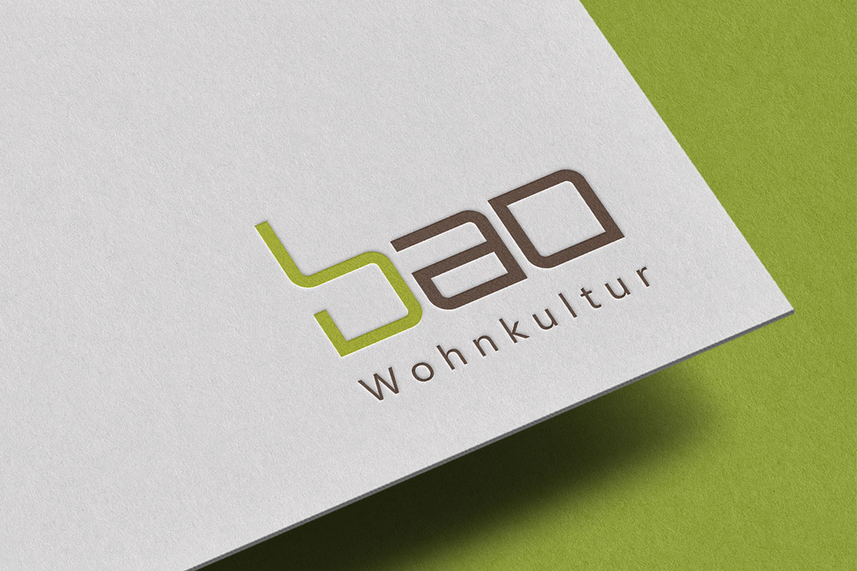 Visitenkarten-Ausschnitt mit Logo Design Bao Wohnkultur
